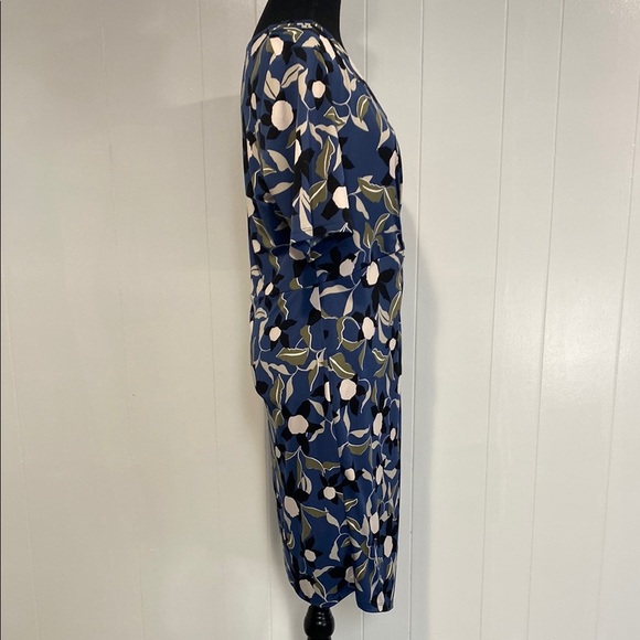 Banana Republic Dress Midi Floral Wrap Abstract Blue Green Black Floral Medium - Picture 7 of 11